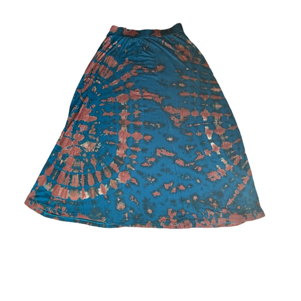 ****SOLD****Boho Hippie Blue and Copper Tie Dye Flowy Skirt One Size